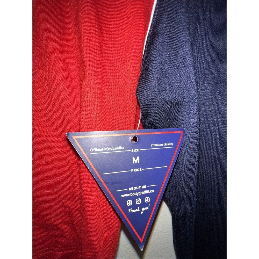 Body Graffiti Women’s Red‎ & Blue Crop Long-sleeve Hooded Top Size Medium